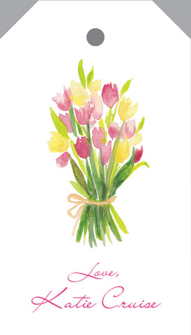 Watercolor Tulip Bouquet Hang Tag