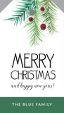 Watercolor Pine and Berry "Merry Christmas" Tiny Tag-{hangtag}