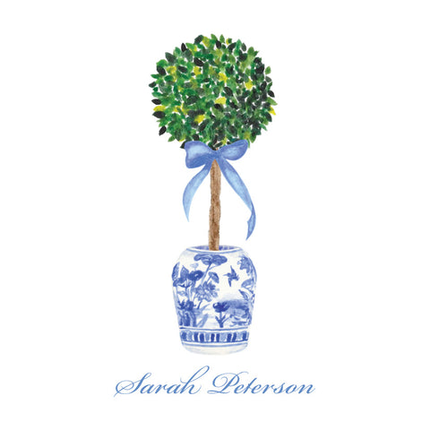 Chinoiserie Topiary {navy and blue bow options}