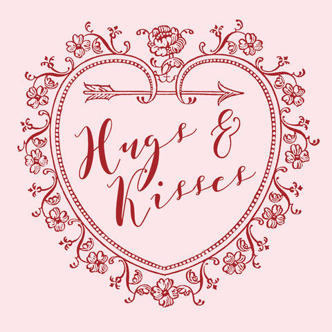Non-Personalized Hugs and Kisses Hearts Valentine {pink}
