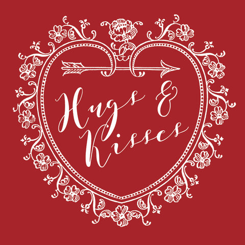 Non-Personalized Hugs and Kisses Heart Valentine {red}