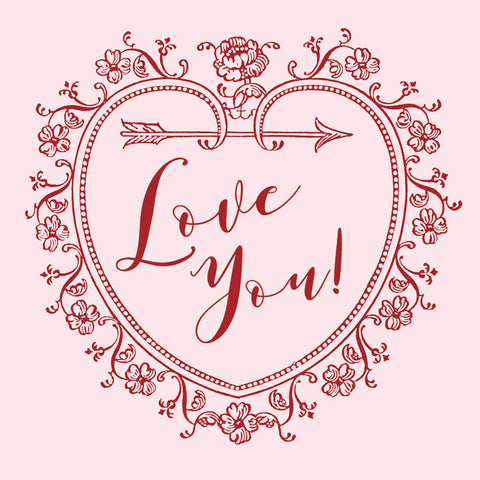 Non-Personalized Love You Heart Valentine {pink}