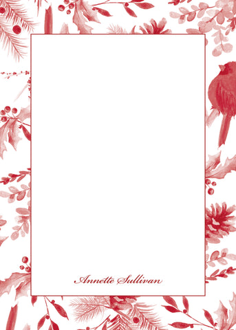 Red Toile Notecard