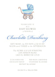 Blue Pram Baby Shower Invitation