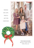 Boxwood Wreath + Stripe Christmas Card