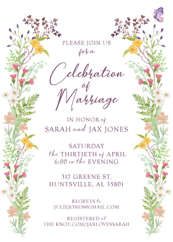 Floral Frame Party Invitation {lilac}