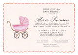 Pink Watercolor Scallop Baby Shower Invitation