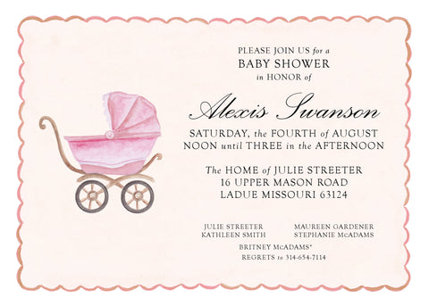 Pink Watercolor Scallop Baby Shower Invitation