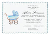 Blue Watercolor Scallop Baby Shower Invitation