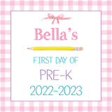 Back To School Sign {Pink Gingham}