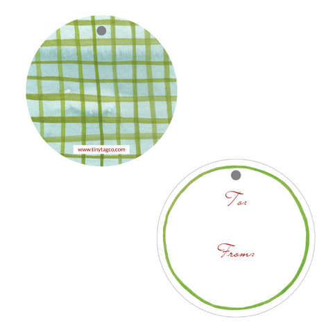 Round GreenPlaid  Gift Tag (non-personalized)