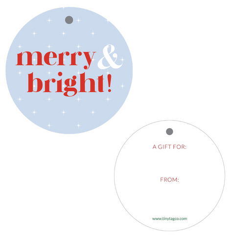 Round Merry & Bright Gift Tag (non-personalized)