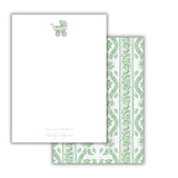 Baby Pram Nursery Notes-Green Scallop