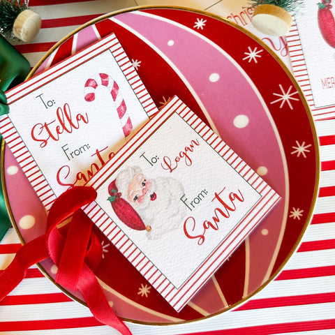 Personalized “From Santa” Christmas Tiny Tag {Santa or Candy Cane options}