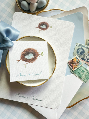 Watercolor Birds Nest Gift Tag