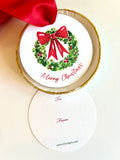 Round Christmas Wreath Gift Tag (non-personalized)