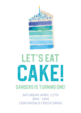 Blue Cake Invitation