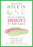 Tiny Tag Golf Invitation-blue and pink color ways available