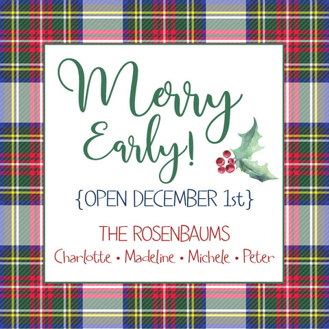 Open Early Plaid Tiny Tag