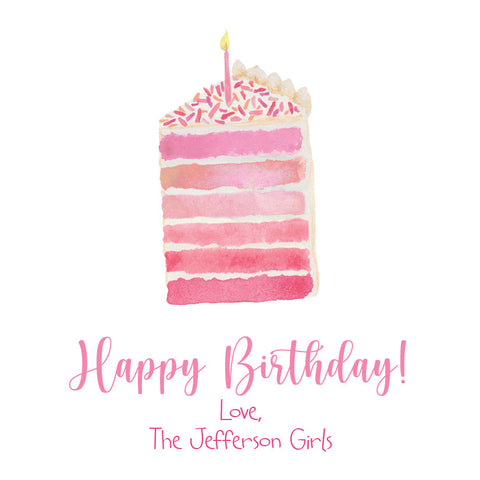 Watercolor Pink Birthday Cake