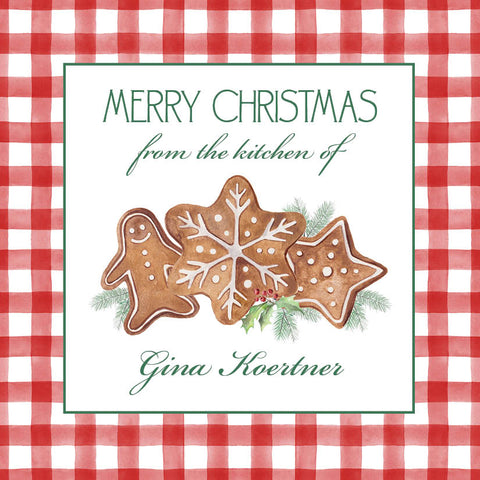 Gingham Gingerbread Christmas Cookie Tiny Tag