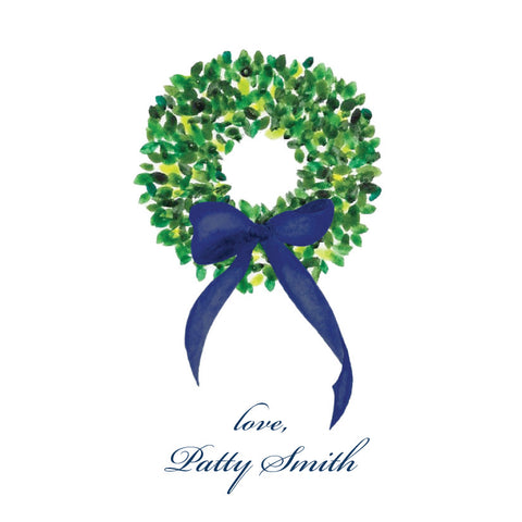 Boxwood Wreath {navy bow}