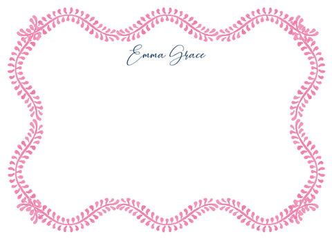 Pink + Navy Vine Notecard